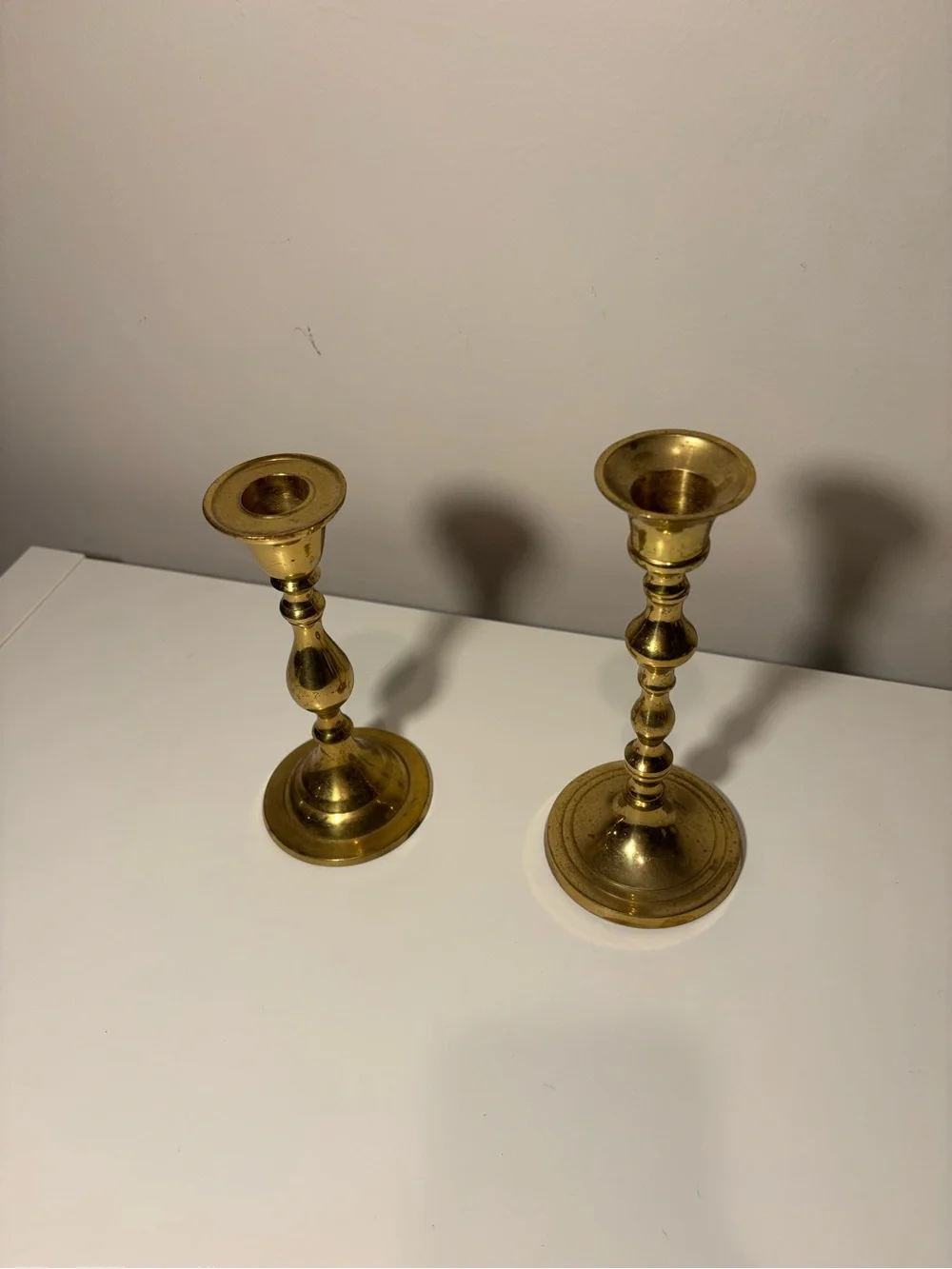 Brass Candlestick Holders with Gold Finish set of 2